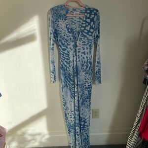 RESA Blue and White Long Sleeve Maxi Dress